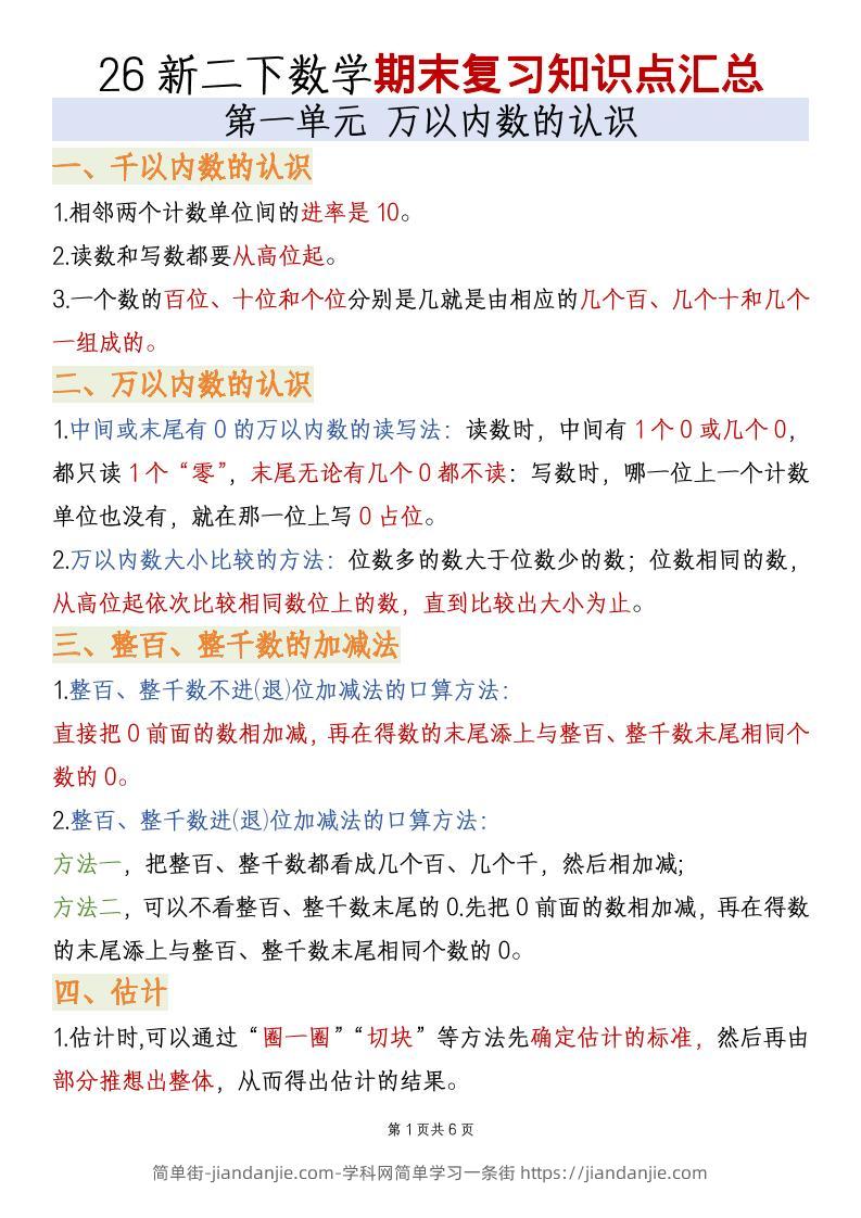 二年级下数学全册必备知识点汇总《青岛五四版》-简单街-jiandanjie.com
