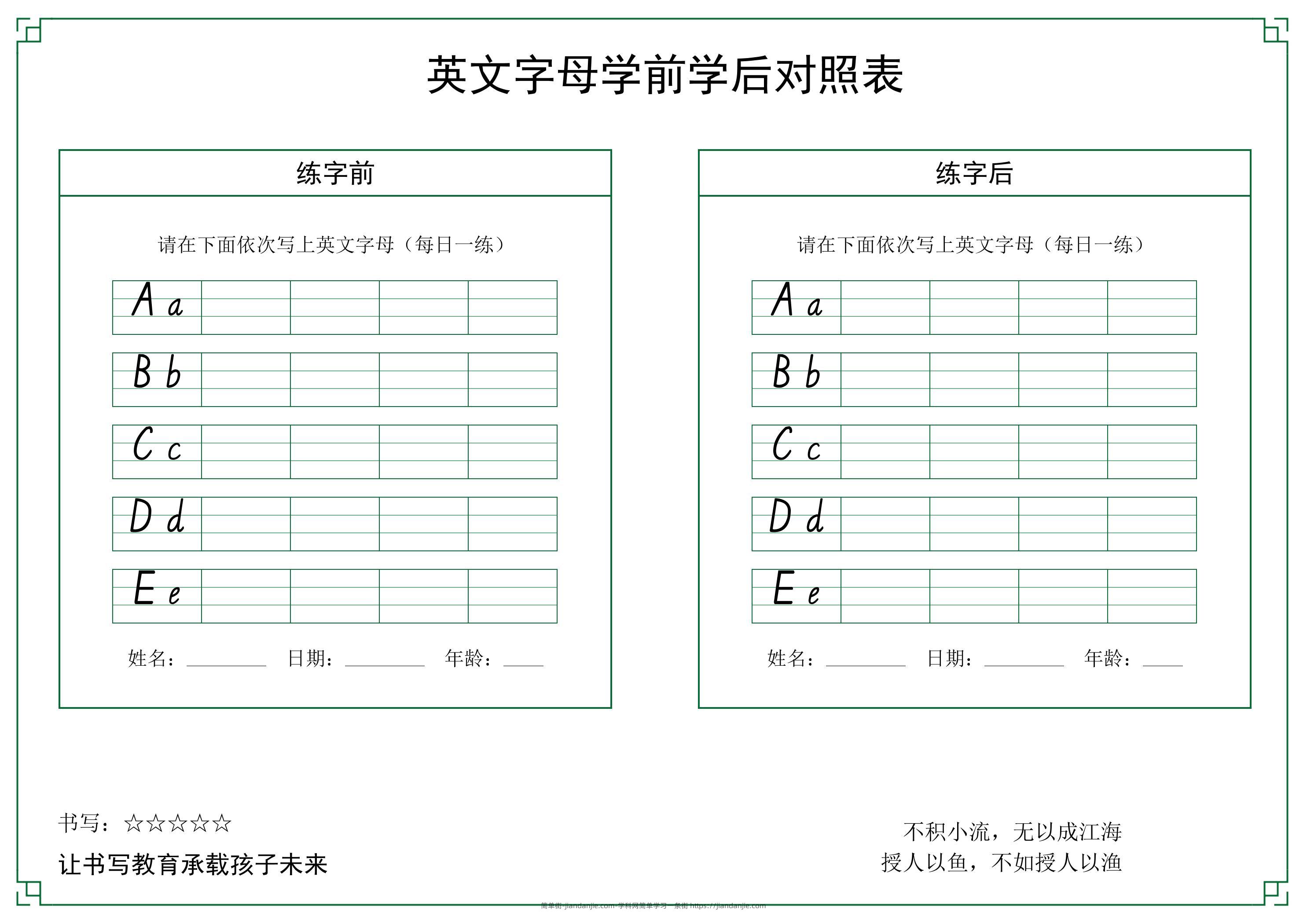 三上英语26个英文字母手写体字帖9-18-简单街-jiandanjie.com